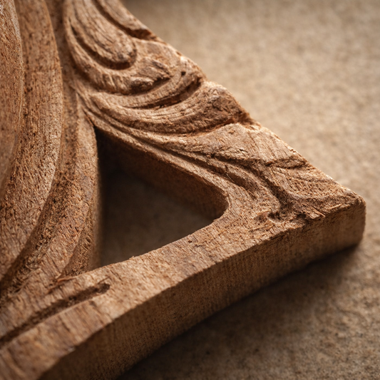 Astalakshmi Wheel Wall Panel in Poola Wood – Hand Carved Temple Sculpture from Madhavamala, Andhra Pradesh