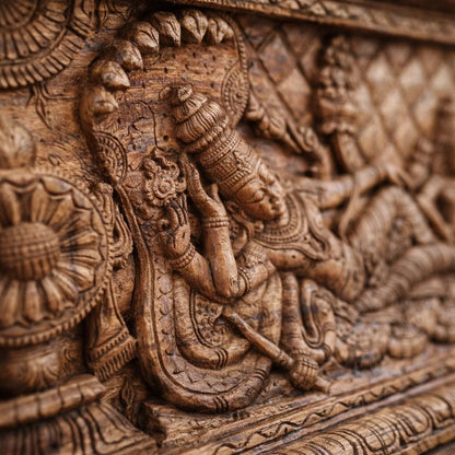 Ananta Shayana Panel -Hand Carved in Poola Wood from Madhavamala, Andhra Pradesh