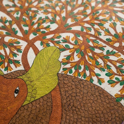 Elephants Beneath the Forest Canopy — Hand Painted Gond Art from Madhya Pradesh