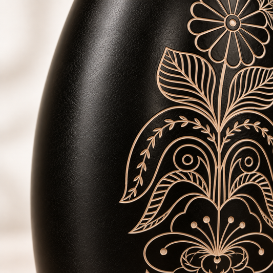 Floral Symphony | Flower Vase, Silver Inlay, Black Pottery | Nizamabad, Azamgarh