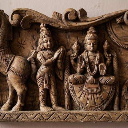 Vaikuntha Frieze - Hand Carved in Poola Wood from Madhavamala, Andhra Pradesh