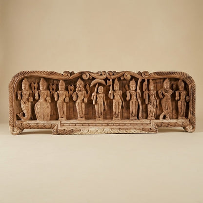 Ten Incarnations Processional Panel - Hand Carved in Poola Wood from Madhavamala, Andhra Pradesh