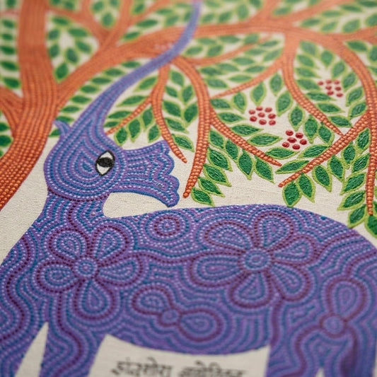 Guardians Beneath the Forest Canopy - Traditional Animal Pithora Art from Chhota Udaipur, Gujarat
