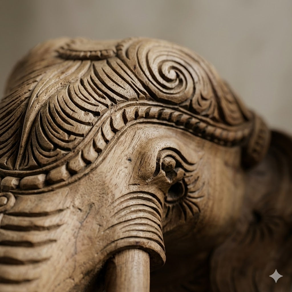 Gaja Dvara Pair - Hand Carved in Poola Wood from Madhavamala, Andhra Pradesh
