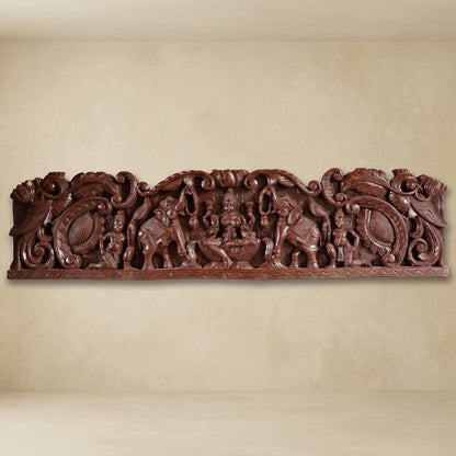 Gaja Lakshmi Crest - Hand Carved in Poola Wood from Madhavamala, Andhra Pradesh