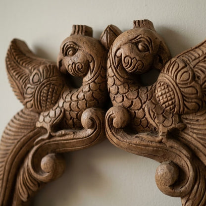 Dwi-Suka Pratibimba Frame - Hand Carved in Poola Wood from Madhavamala, Andhra Pradesh