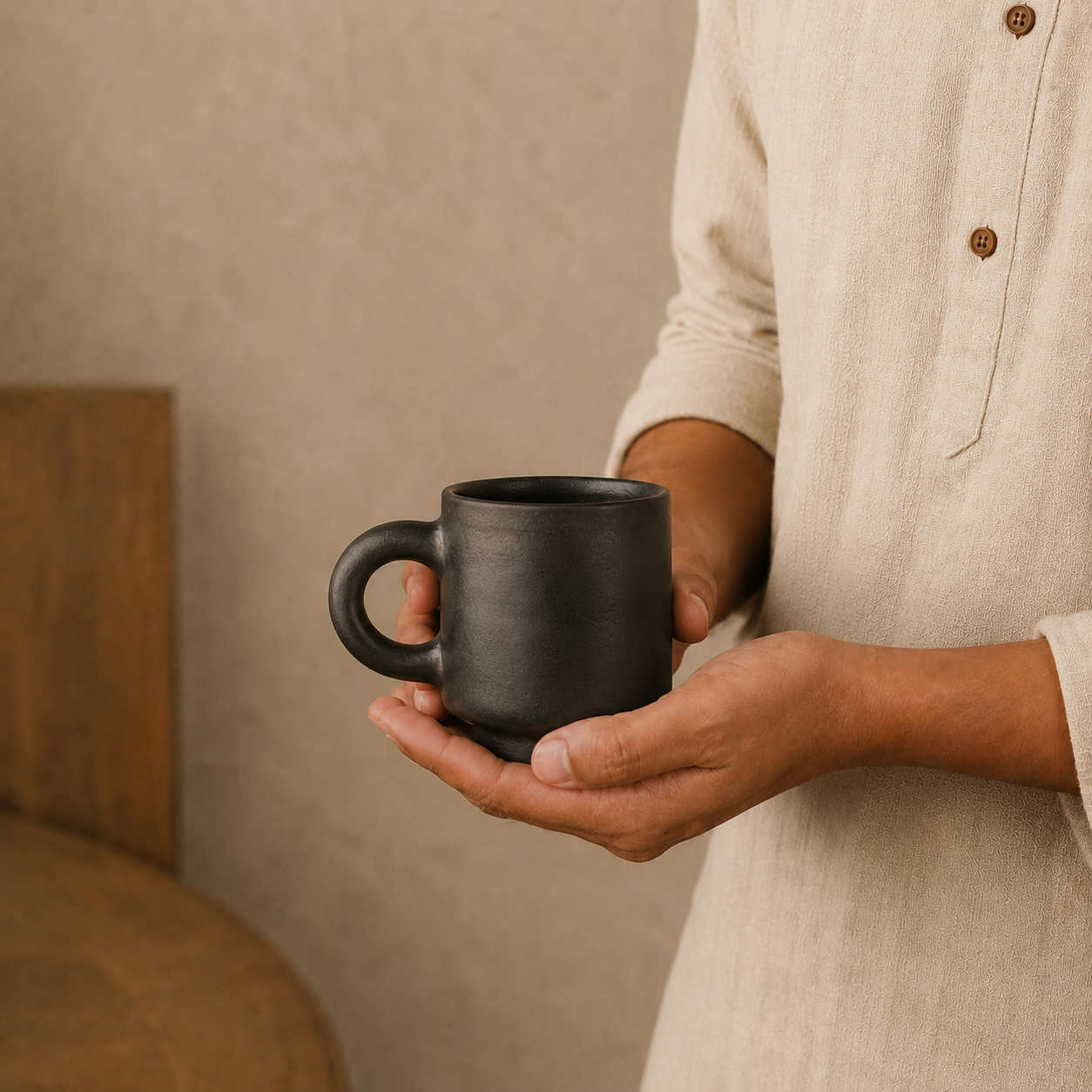 Simple Cup Black Pottery Handcrafted