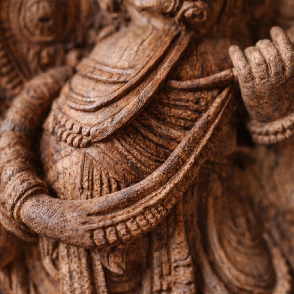 Venu Gopala Pratishtha - Hand Carved in Poola Wood from Madhavamala, Andhra Pradesh