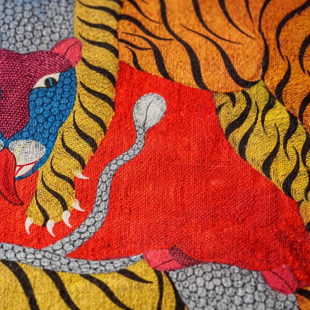 Twin Tigers — Hand Painted Gond Art from Madhya Pradesh