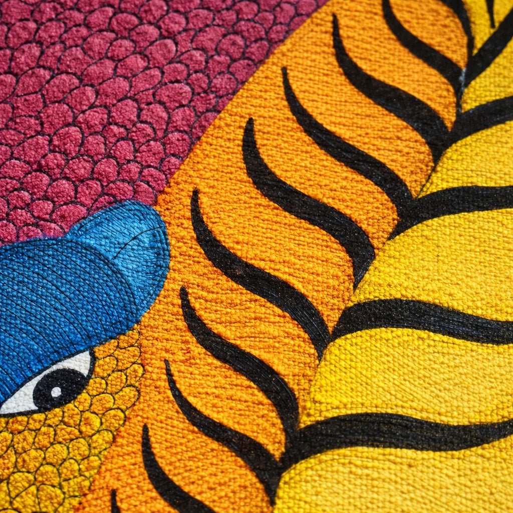 Resting Tiger — Hand Painted Gond Art from Madhya Pradesh